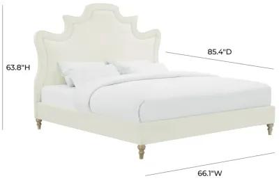 Serenity Cream Velvet Bed in Queen