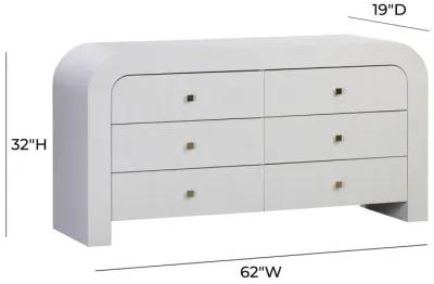 Hump 6 Drawer White Dresser