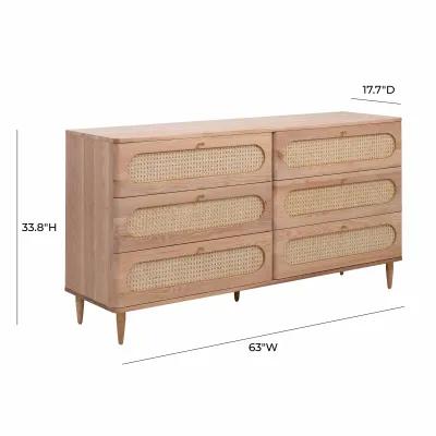 Carmen Cane 6 Drawer Dresser