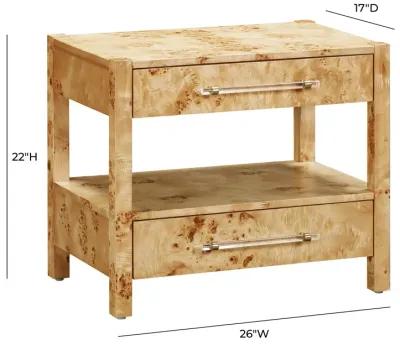 Brandyss Natural Burl Nightstand