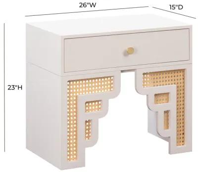 Suzie Cream & Rattan Nightstand