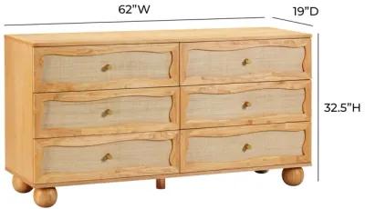 Grappa Natural Wood & Rattan Wavy Dresser