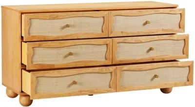 Grappa Natural Wood & Rattan Wavy Dresser