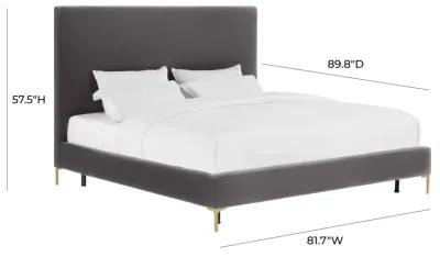 Delilah Grey Velvet Bed in King