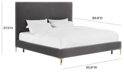 Delilah Grey Velvet Bed in Queen