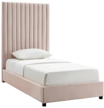 Arabelle Blush Velvet Bed in Twin