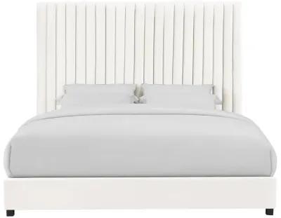 Arabelle White Velvet Bed in King