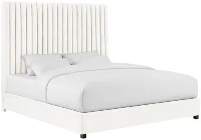 Arabelle White Velvet Bed in King