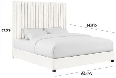 Arabelle White Velvet Bed in Queen