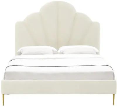 Bianca Cream Velvet Bed in Queen