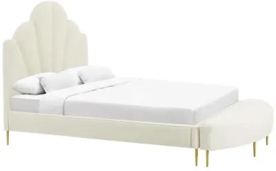 Bianca Cream Velvet Bed in Queen