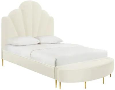 Bianca Cream Velvet Bed in Queen