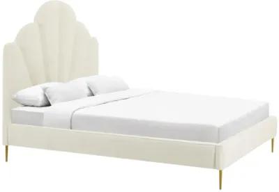 Bianca Cream Velvet Bed in Queen