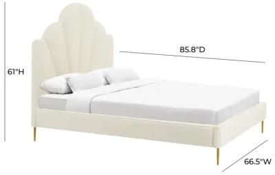 Bianca Cream Velvet Bed in Queen