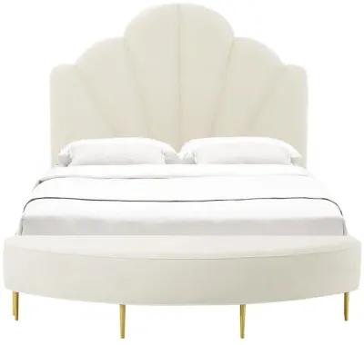 Bianca Cream Velvet Bed in Queen