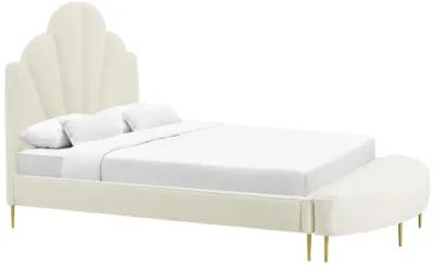 Bianca Cream Velvet Bed in Full