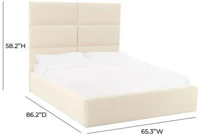 Eliana Cream Velvet Queen Bed