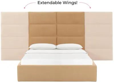 Eliana Honey Velvet Queen Bed with Wings