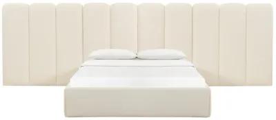 Palani Cream Boucle King Bed with Wings