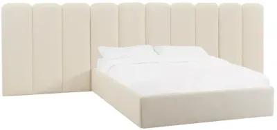 Palani Cream Boucle King Bed with Wings