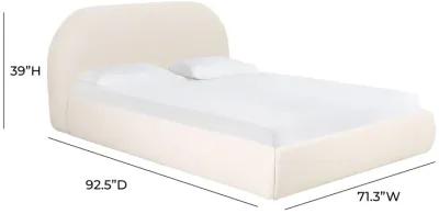 Bara Cream Textured Velvet Queen Bed