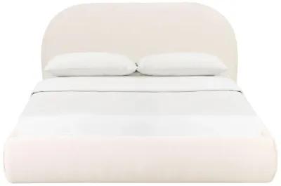 Bara Cream Textured Velvet Queen Bed