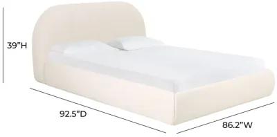 Bara Cream Textured Velvet King Bed