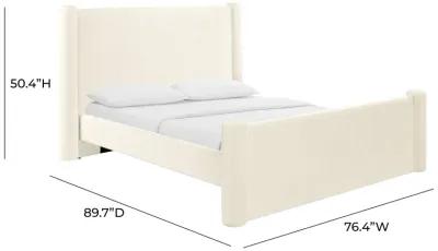 Athara Cream Velvet Queen Bed