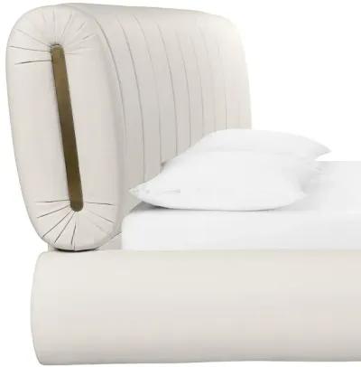 Karol Cream Vegan Leather Queen Bed