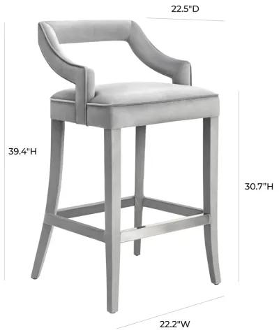 Tiffany Grey Velvet Bar Stool