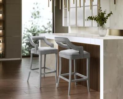 Tiffany Grey Velvet Bar Stool