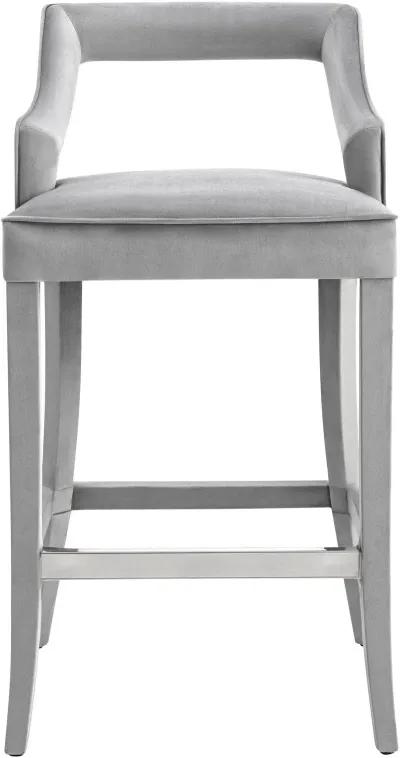 Tiffany Grey Velvet Bar Stool