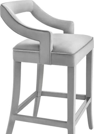 Tiffany Grey Velvet Counter Stool