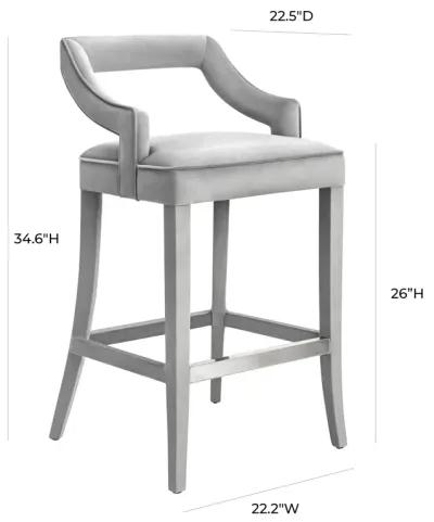 Tiffany Grey Velvet Counter Stool