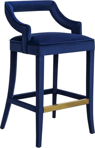 Tiffany Navy Velvet Counter Stool