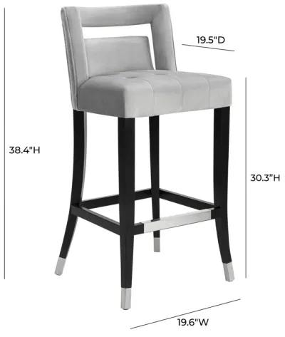 Hart Grey Velvet Bar Stool