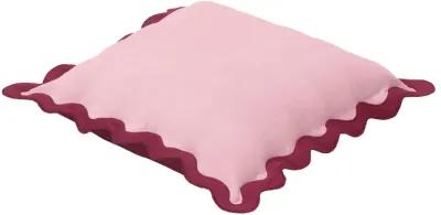 Scalloped Edge Magenta and Pink Cotton Velvet Throw Pillow