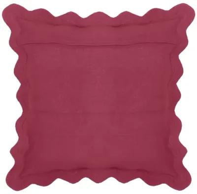 Scalloped Edge Magenta and Pink Cotton Velvet Throw Pillow