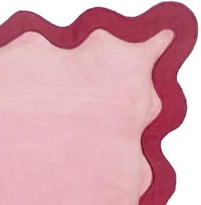 Scalloped Edge Magenta and Pink Cotton Velvet Throw Pillow