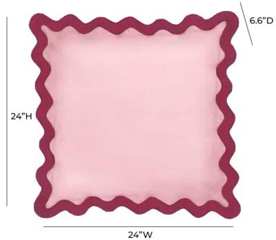 Scalloped Edge Magenta and Pink Cotton Velvet Throw Pillow