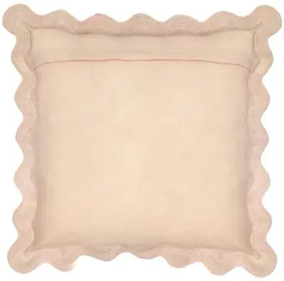 Scalloped Edge Cream and Rust Cotton Velvet Throw Pillow