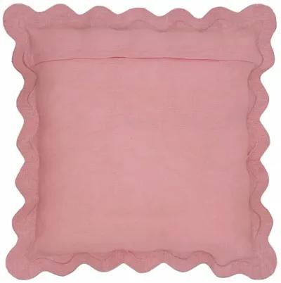 Scalloped Edge Pink and Terracotta Linen Throw Pillow