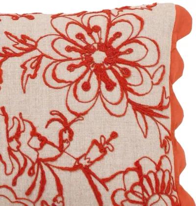 Portia Orange Embroidered Cotton Flex 20" x 12" Accent Cushion