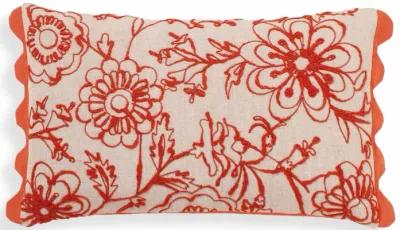 Portia Orange Embroidered Cotton Flex 20" x 12" Accent Cushion