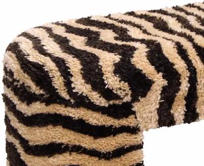 Zebra Brown Striped Tufted Bench