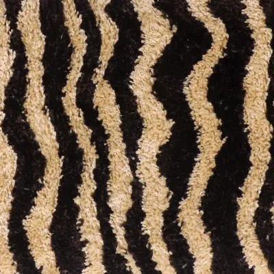 Zebra Brown Striped Tufted Bench