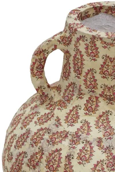 Cotton Mache Vase in Peach Paisley