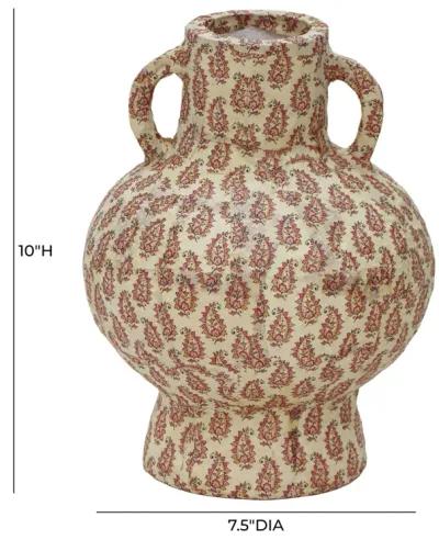 Cotton Mache Vase in Peach Paisley