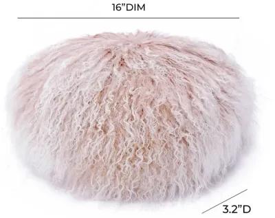 Ruby 16 Inch Genuine Tibetan Lamb Fur Round Pillow