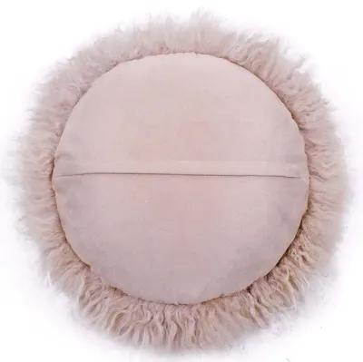 Ruby 16 Inch Genuine Tibetan Lamb Fur Round Pillow